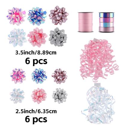 Imagem de Laços de presente DYSHIPEN 16 peças rosa de 3,5 polegadas e 2,5 polegadas com fitas