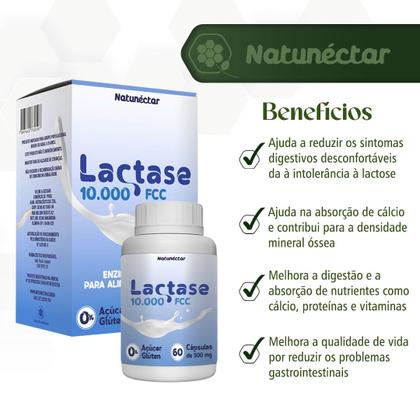 Imagem de Lactase 10.000fcc Enzima 60 Cápsulas Natunéctar Lactose