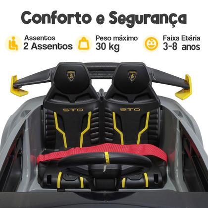 Imagem de Lamborghini Húracan Carro Elétrico Infantil Cinza 24V Faz Drift Com Luz E Som - Zippy Toys