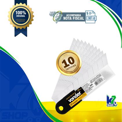 Imagem de Lamina Para Estilete 18mm Alta Qualidade Aço Resistente 10un Vonder