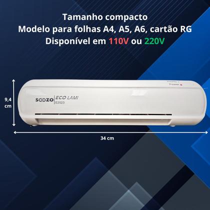 Imagem de Laminadora E Plastificadora 110V 127V A4 Sozo 500w Compact Branco