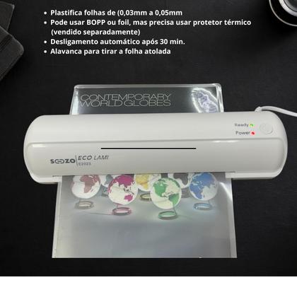 Imagem de Laminadora E Plastificadora 110V 127V A4 Sozo 500w Compact Branco