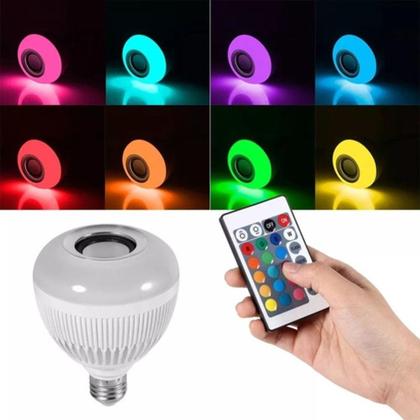 Imagem de Lâmpada Bluetooth Iluminação Led Caixa de Som com Controle Remoto Rgb 12W Music