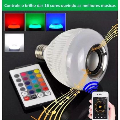 Imagem de Lâmpada Bluetooth Iluminação Led Caixa de Som com Controle Remoto Rgb 12W Music