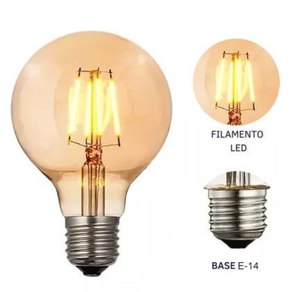 Imagem de Lâmpada Bulbo G45 Led Estilo Bola Retro Cor Âmbar E27 Lustre.