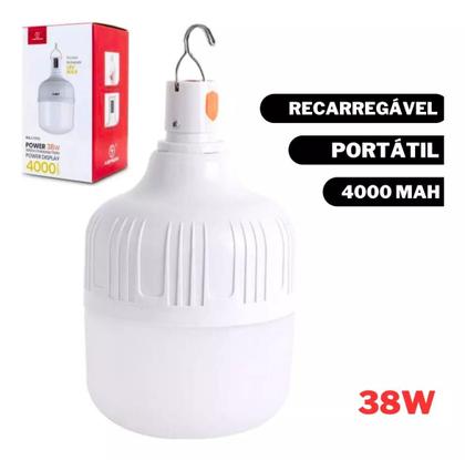 Imagem de Lâmpada Bulbo Recarregável Com Led Portátil 38w Com Suporte