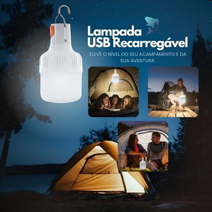 Imagem de Lâmpada Bulbo Recarregável De Emergência Led Luz Usb 18W 3.7v Branca Bivolt Potente