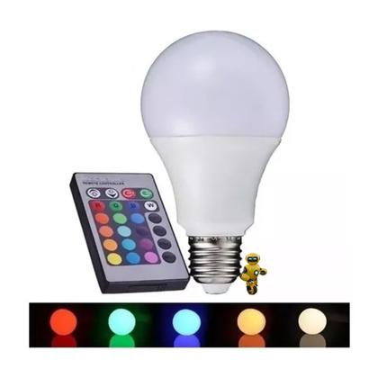 Imagem de Lampada Bulbo RGB 16 Cores Decorativa Ambiente Com Controle Remoto 7W