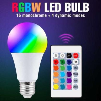 Imagem de Lampada Bulbo RGB 16 Cores Decorativa Ambiente Com Controle Remoto 7W