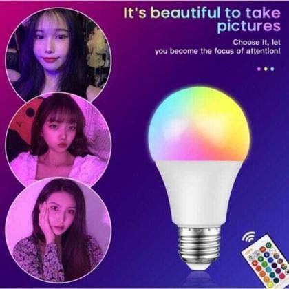 Imagem de Lampada Bulbo RGB 16 Cores Decorativa Ambiente Com Controle Remoto 7W
