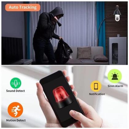 Imagem de lâmpada câmera detecção alarme 360 panorâmico visão noturna