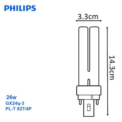 Imagem de Lâmpada Compacta Fluor 26W PL-T 827 4 Pinos Quente Gx24q-3