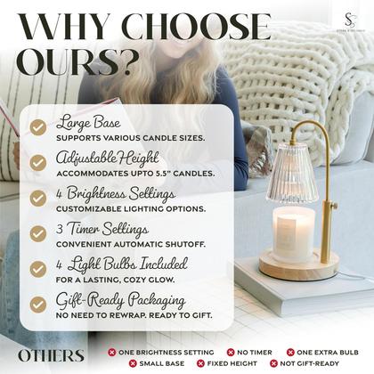 Imagem de Lâmpada de aquecimento de velas STERN & SPLENDID Wood com temporizador e base