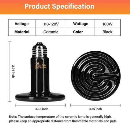 Imagem de Lâmpada de Calor Cerâmica HealSmart 100W para Répteis - Pacote com 2 Unidades