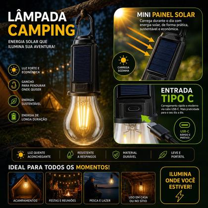 Imagem de Lâmpada De Emergência Solar Portátil Para Barraca E Pesca