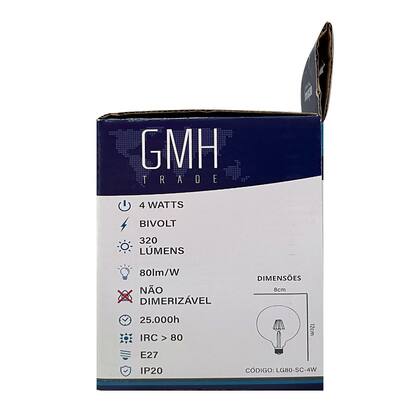 Imagem de Lâmpada de Filamento Led G80 4W 2200K E27 Bivolt - GMH - LG80-SC-4W