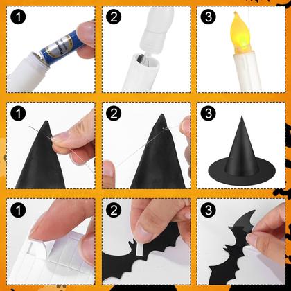 Imagem de Lâmpada de Halloween Joottuan 12 Witch Hats, conjunto de 12 velas LED