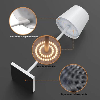 Imagem de Lâmpada De Mesa Sem Fio Recarregável Por USB À Prova d'Água Com Interruptor Touch De 5200mAh Para