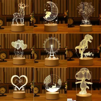 Imagem de Lâmpada de Neon 3D LED USB - Luz Noturna para Quarto e Decoração de Natal