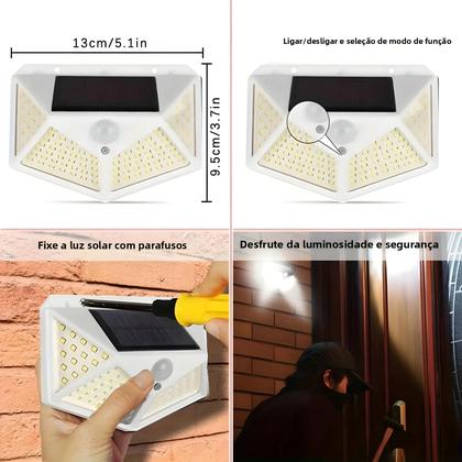 Imagem de Lâmpada De Parede Com Luz Solar LED 100 À Prova D'água, Sensor De Movimento PIR Para Escadas, Pátio,