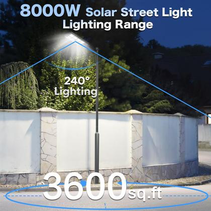 Imagem de Lâmpada de rua solar VOOJOY 8000W, pacote com 2 unidades com sensor de movimento