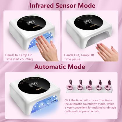 Imagem de Lâmpada de unhas BETE Cordless LED 78W recarregável com LCD branco