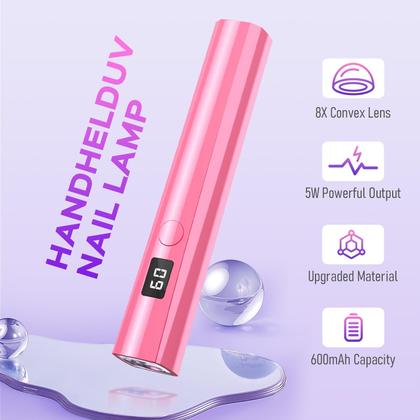 Imagem de Lâmpada de unhas UV Hoonyn Handheld Sparkly 5W com tela LCD rosa