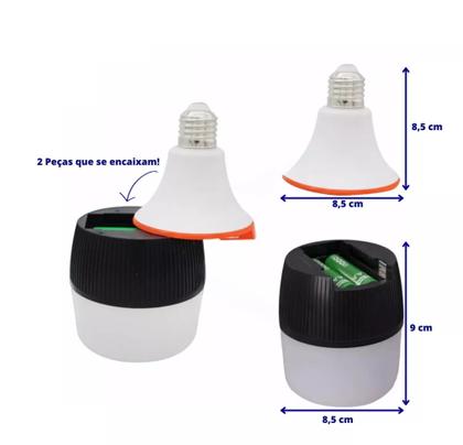 Imagem de Lampada Emergência Led 30W Com Bateria recarregável Com Bocal Inteligente Liga-Desliga