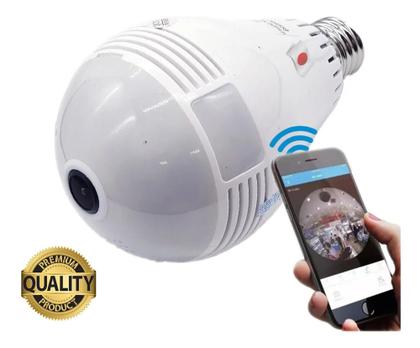 Imagem de Lâmpada Espiã Câmera Ip Led Wifi Hd Panorâmica 360º Celular