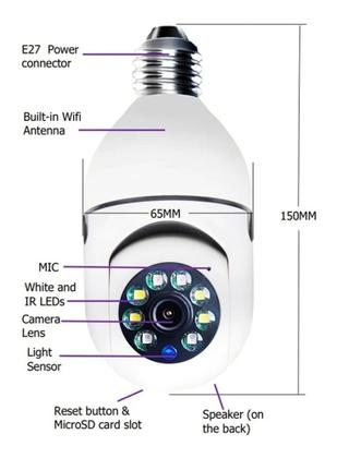 Imagem de Lâmpada Espiã Câmera Ip Wifi Full Hd Visão Noturna Yoosee Panoramica 360 Seguranca 24h