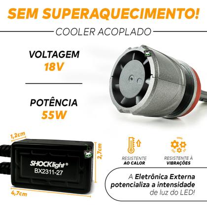 Imagem de Lâmpada Farol Shocklight Ultra Led S17x Nano H8 H9 H11 H16-2 5500 Lumens 6500K 55w