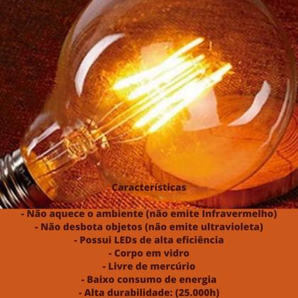 Imagem de Lâmpada Filamento LED 4w Bulbo Retro Âmbar St64 G45 G80 G95 G125 A60 T30