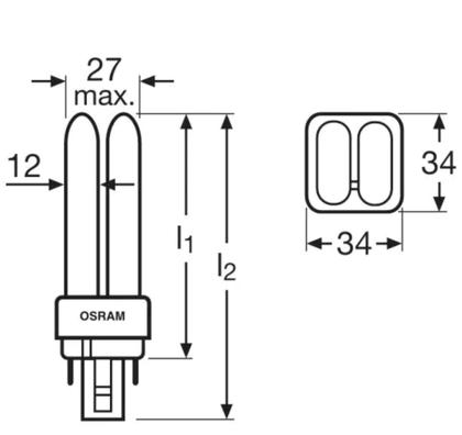 Imagem de Lampada fluorescente compacta osram dulux  d 2pino 18w 840 (4000k)