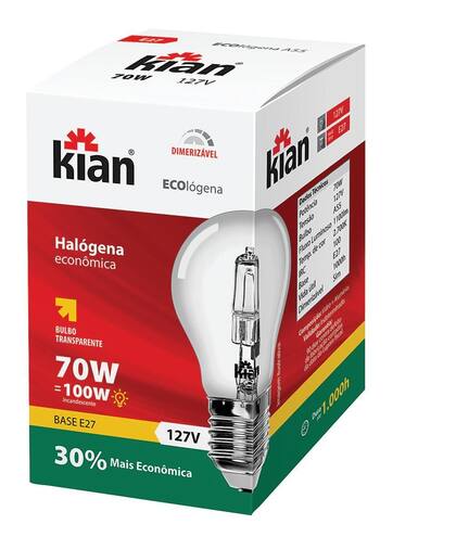 Imagem de Lâmpada Halógena 70W Kian Ecológena 8500 127V Branca