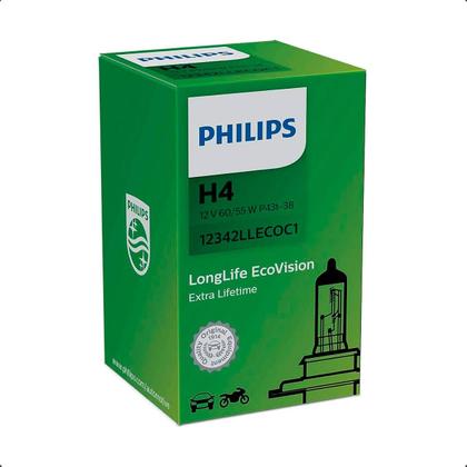 Imagem de Lâmpada Halógena H4 LongLife EcoVision Philips 55/60W 12V