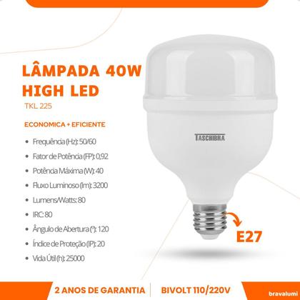 Imagem de Lâmpada High Led TKL 40W Taschibra E27 Bivolt