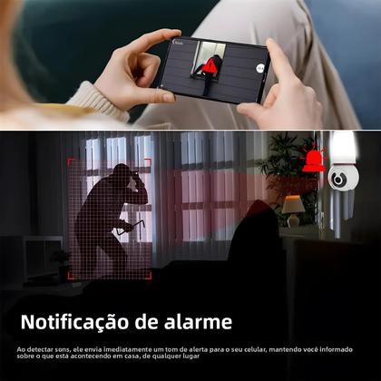 Imagem de Lâmpada Inteligente Câmera WiFi 8MP E27 - CCTV PTZ com AI, Áudio Bidirecional e Visão Noturna