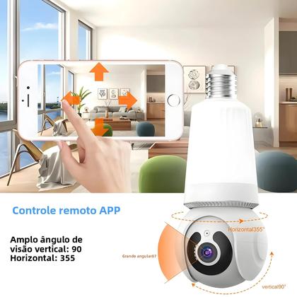 Imagem de Lâmpada Inteligente Câmera WiFi 8MP E27 - CCTV PTZ com AI, Áudio Bidirecional e Visão Noturna