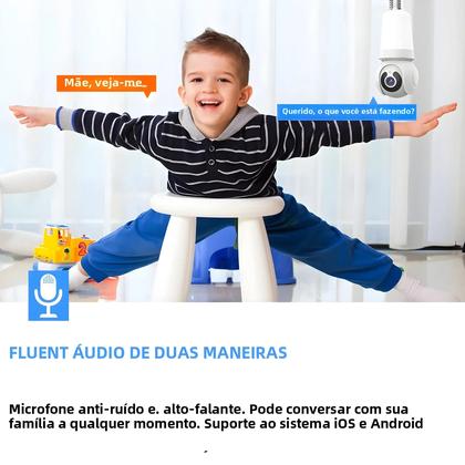 Imagem de Lâmpada Inteligente Câmera WiFi 8MP E27 - CCTV PTZ com AI, Áudio Bidirecional e Visão Noturna