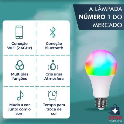 Imagem de Lampada Inteligente Iluminação Rgb Wifi Led Smart Google Alexa Colorida Tuya Life 12w ou 15w