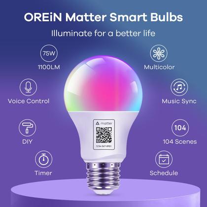 Imagem de Lâmpada inteligente Orein Matter 1100 lúmens 9 W WiFi, pacote com 2