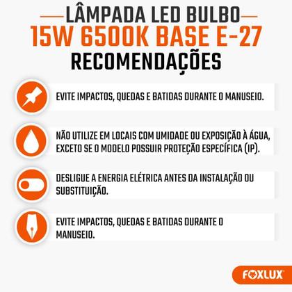 Imagem de Lâmpada LED 15W Foxlux 6500K Branco Frio Bivolt E27