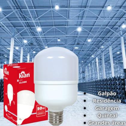 Imagem de Lâmpada Led 50w Bulbo Forte Iluminação 6500k E27 Branco Frio Bivolt