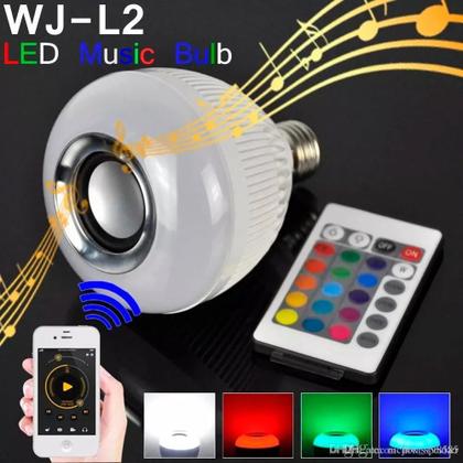Imagem de Lampada led 6w rgb caixa som bluetooth controle wj-l2