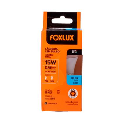 Imagem de Lâmpada LED Bulbo 15W c/ Base E27 Bivolt 6500K Foxlux Kit com 3