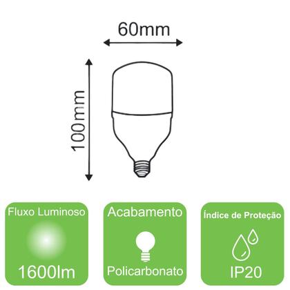 Imagem de Lâmpada Led Bulbo 20w Branco Frio 6500k E27 Bivolt-Embuled