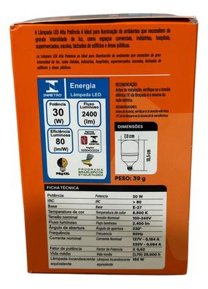 Imagem de Lampada Led Bulbo 30w 6500 K Foxlux Bivolt Kit 02 Und