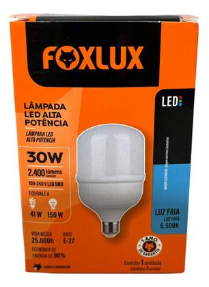 Imagem de Lampada Led Bulbo 30w 6500 K Foxlux Bivolt Kit 02 Und