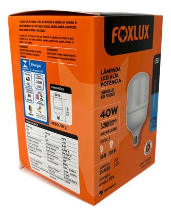 Imagem de Lampada Led Bulbo 40w 6500 K Foxlux Bivolt Kit 02 Und