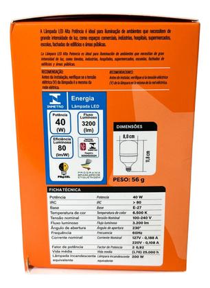 Imagem de Lampada Led Bulbo 40w 6500 K Foxlux Bivolt Kit 02 Und